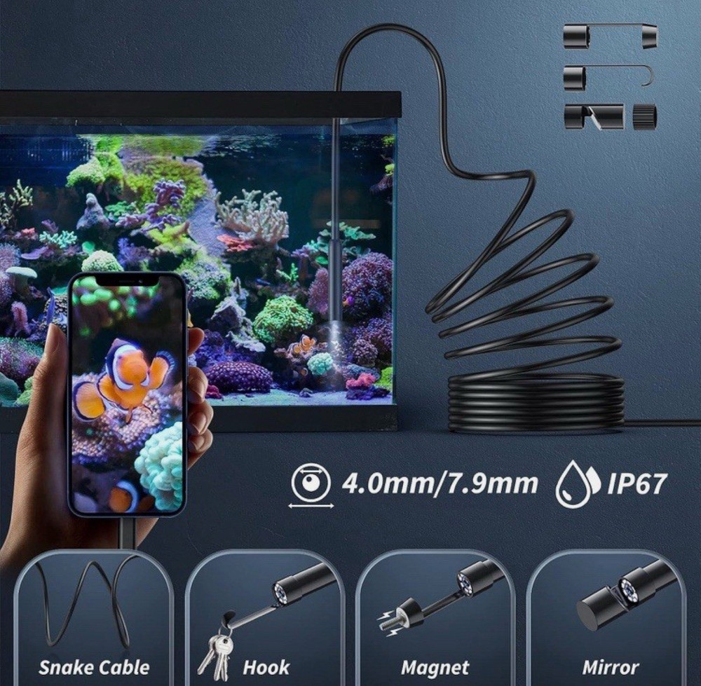 Endoscope Camera with Light, 1920P HD Borescope Tools W400 Led Lights HD Pixel
