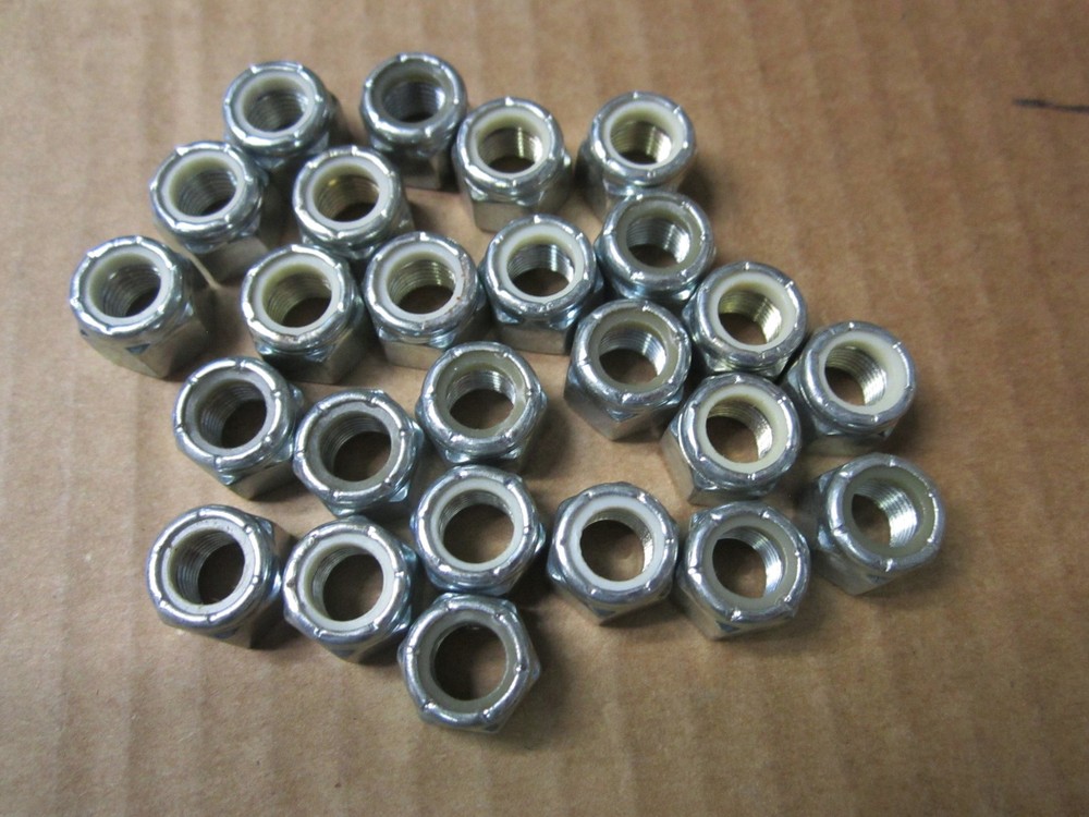 3/8" -24 Thread Nylon Insert Lock Nut Zinc Plated HEX NUTS 25 PIECES