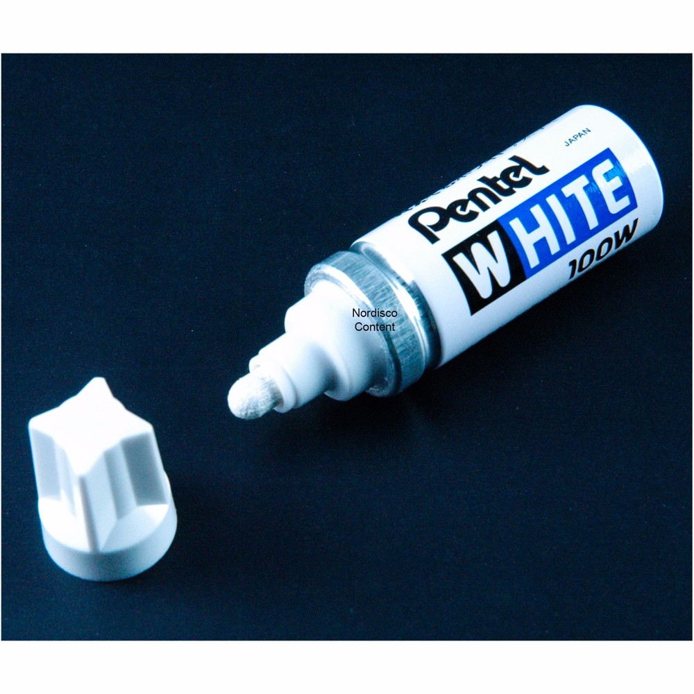 Pentel White 100W Marker, Bold Point, Permanent Ink