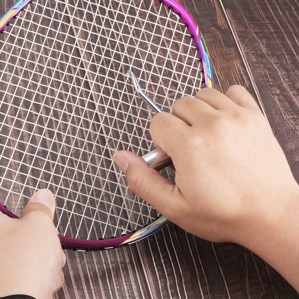 Stainless Steel Tennis Racket String Assistance Puller Pull Hook, Silver Tone