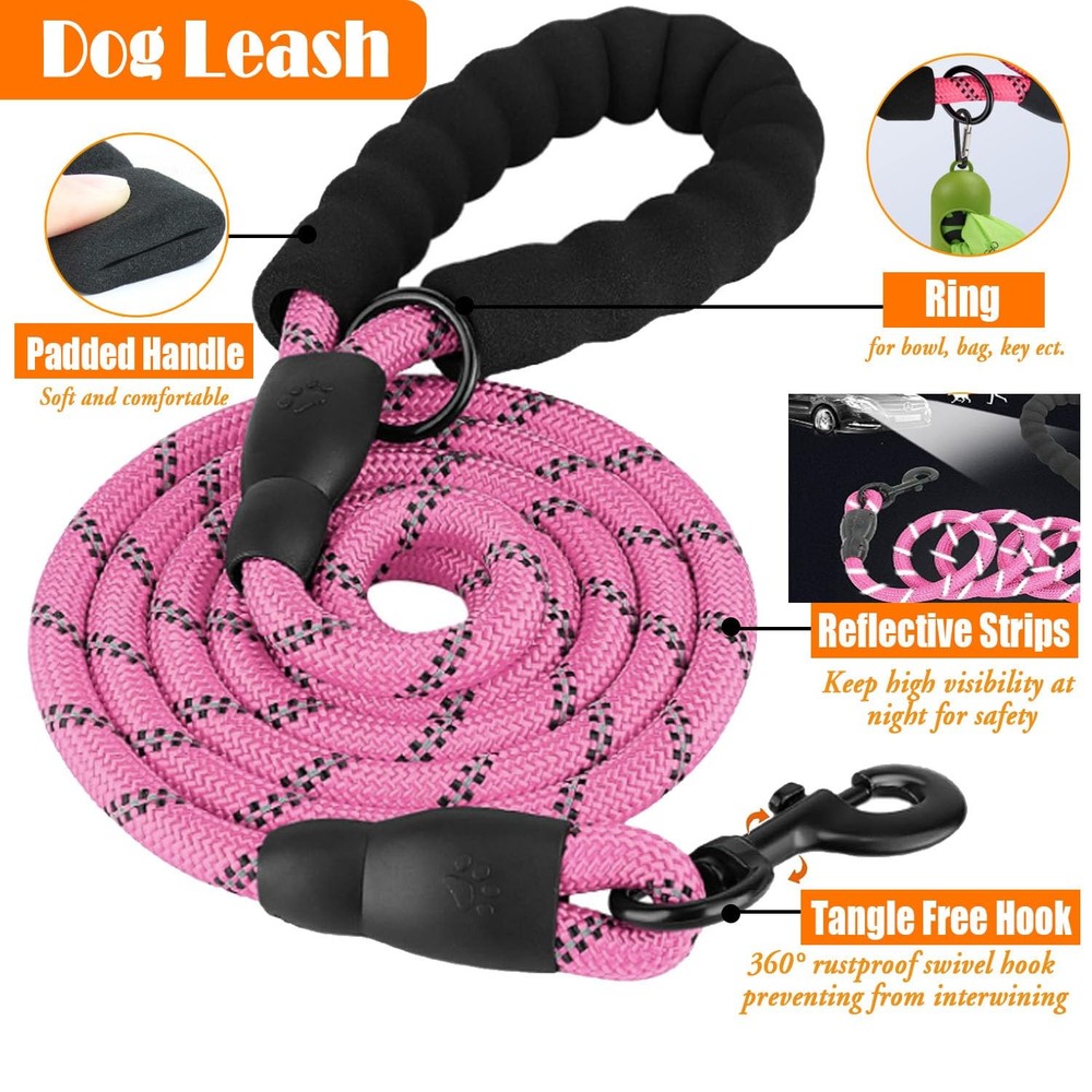 LOBEVE No Pull Dog Harness, Collar & Leash Set | Includes Small, Pink