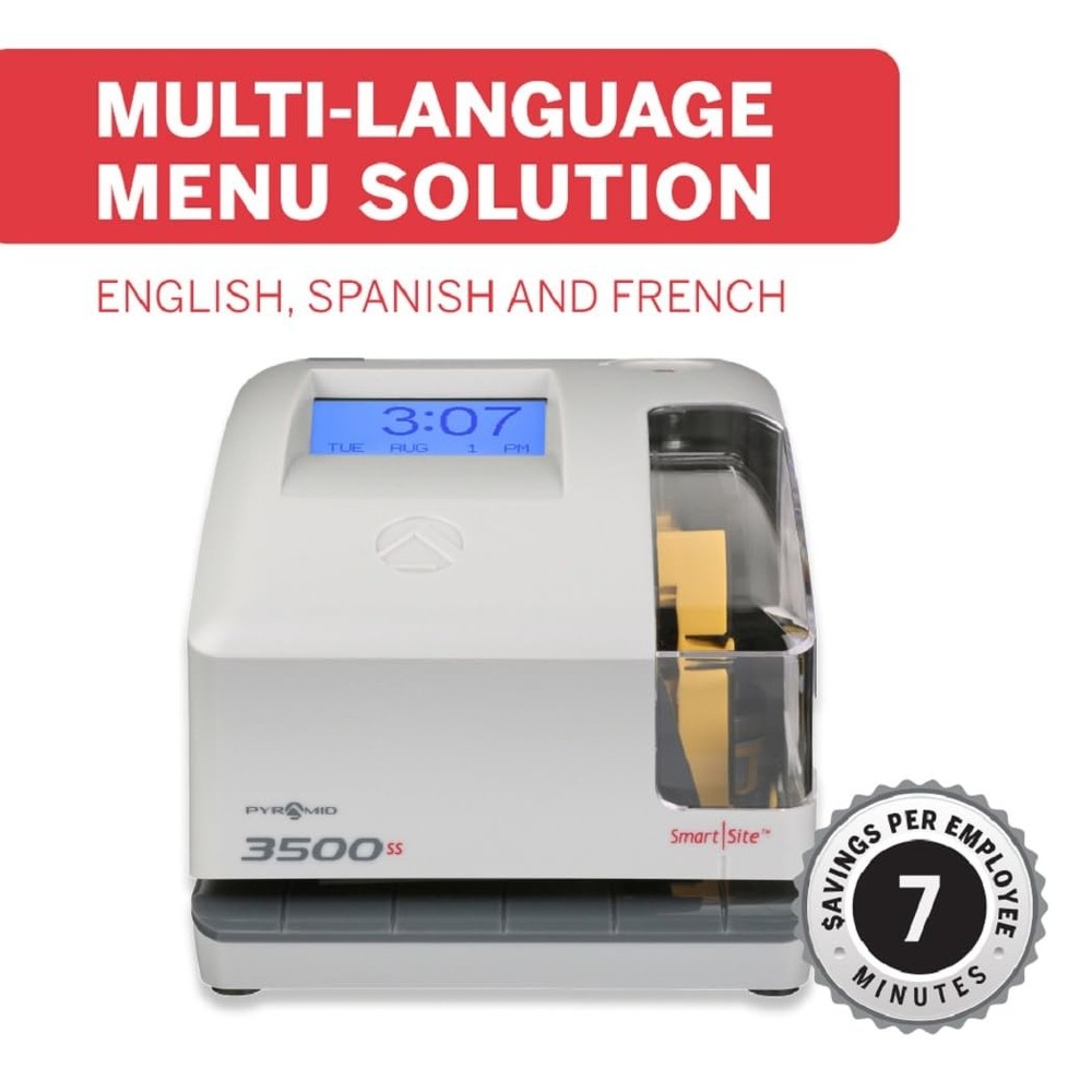 Pyramid 3500SS Light Gray Time Clock and Document Stamp with 25 Time Cards