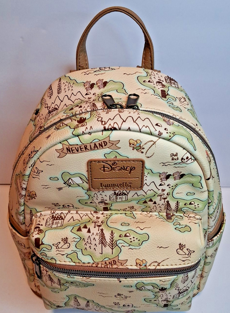 Loungefly Disney Peter Pan All Over Neverland Map Print Mini Backpack Rare HTF