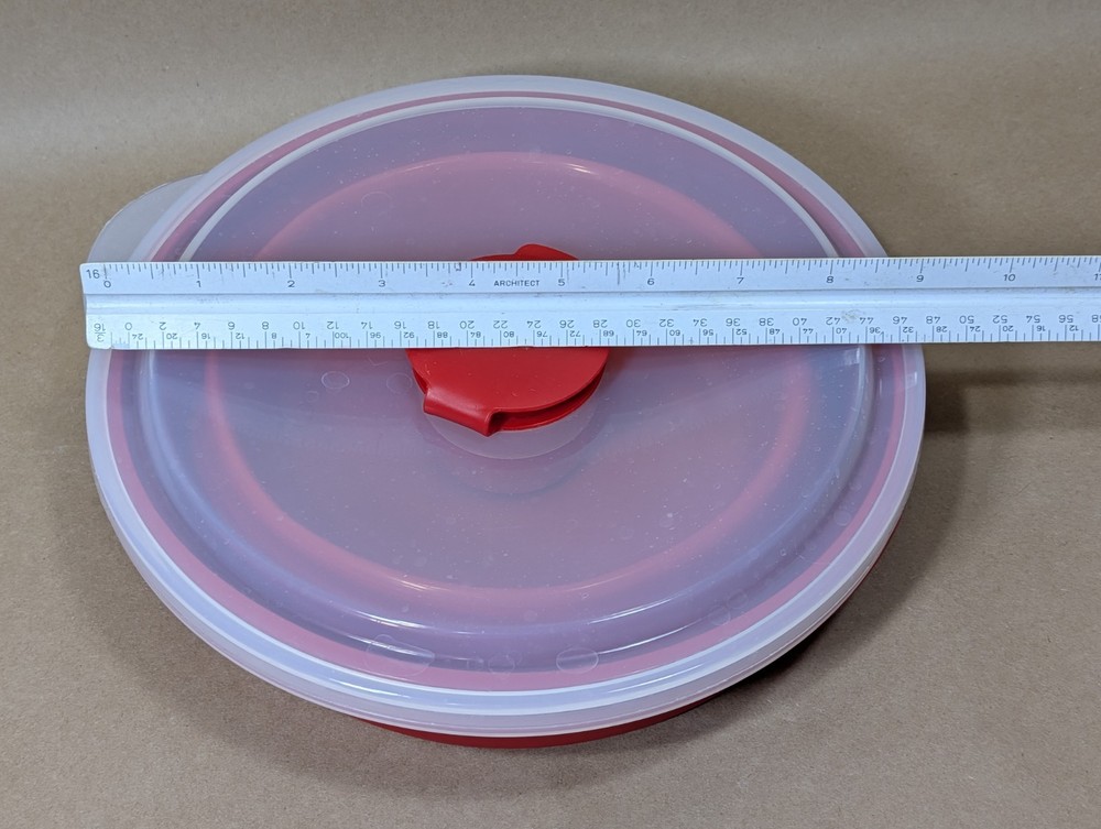 Pampered Chef Microwave Popcorn Maker 1457 - Red Silicone- Collapsible