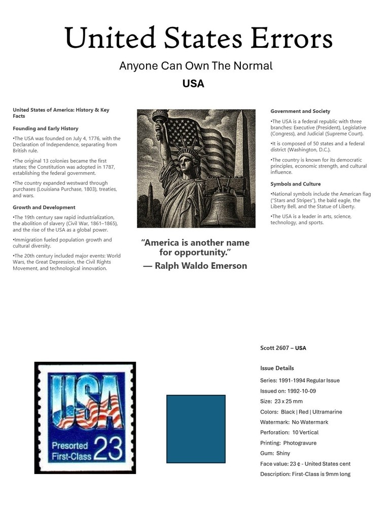 Centsational Custom Presentation Panel For Error SN 2607 - 8.5” X 11”