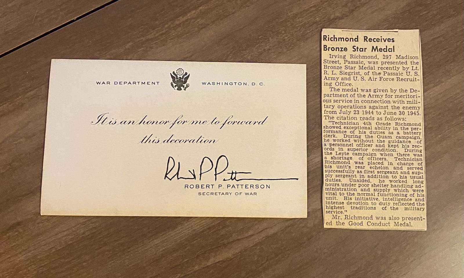 WWII Bronze Star Named & Gov’t Engraved to Irving Richmond w/ Jap Zero Bracelet