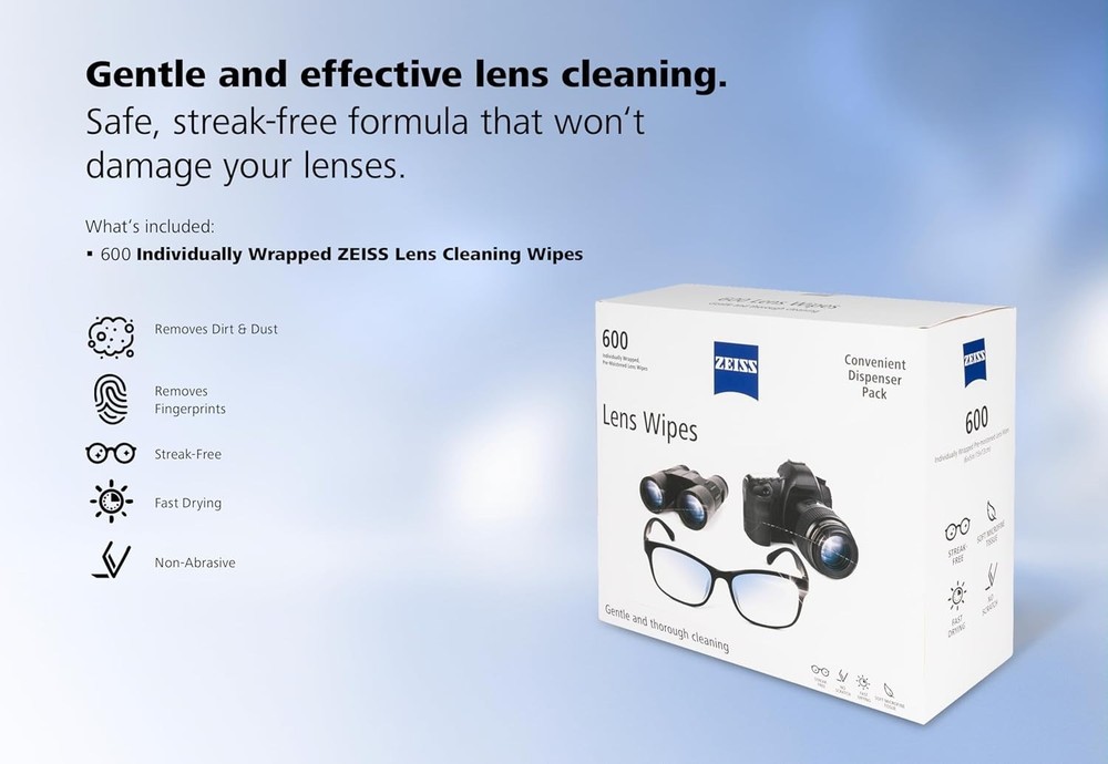 Pre-Moistened Lens Cleaning Wipes, 600 Count