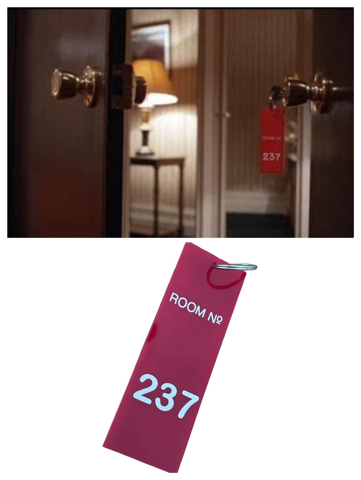 Prop accurate THE SHINING inspired OVERLOOK hotel ROOM 237 key tag