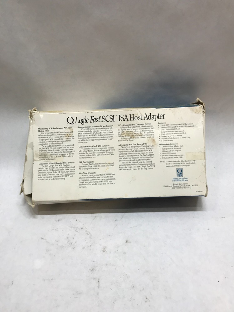 Open Box Q Logic Fast! SCSI ISA Host Adapter Card Bundle With Floppy - DW