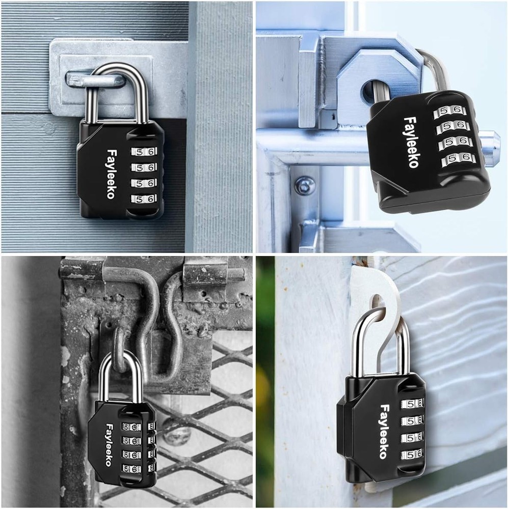 Resettable Combination Padlock, 4 Digit - 2 Pack for Gym Lockers & More