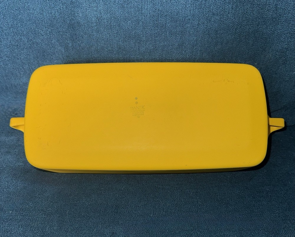 Vintage antique Dansk Yellow Rectangular Baking Loaf Dish enamel
