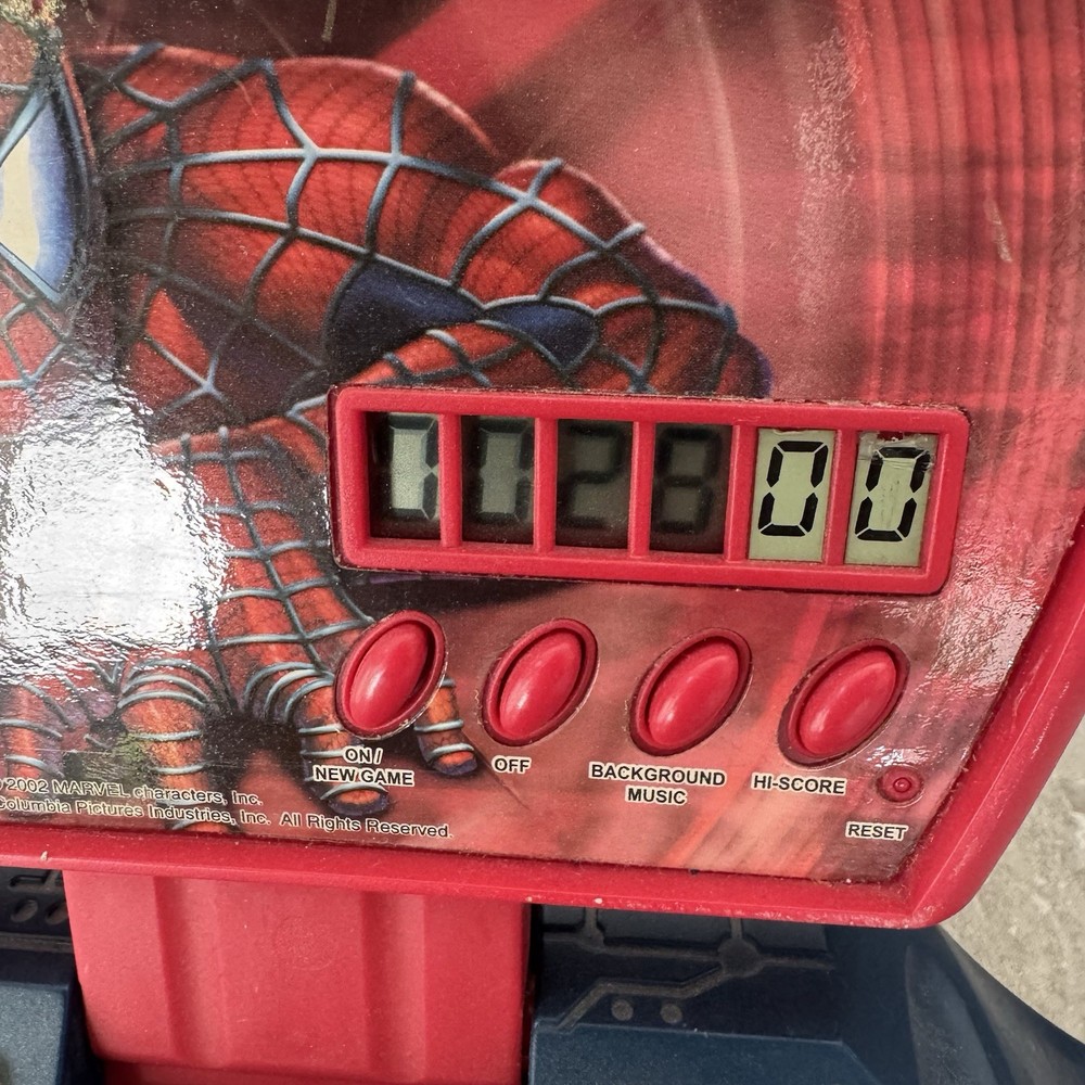 2002 Marvel SpiderMan Electronic Pinball Table Top Lights Sounds Work No Risers