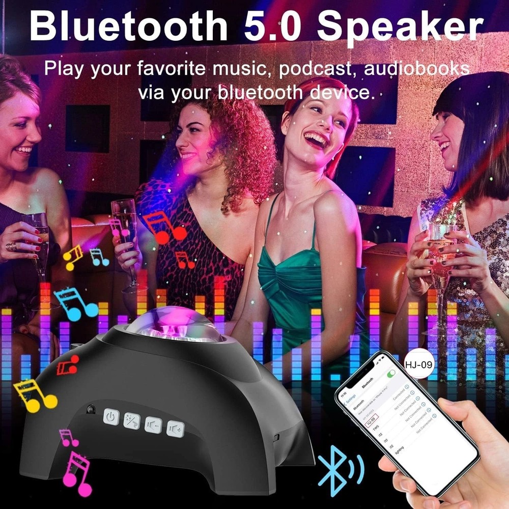 Dynamic Starry Sky Projector with Bluetooth & 33 Lighting Effects for Home Décor