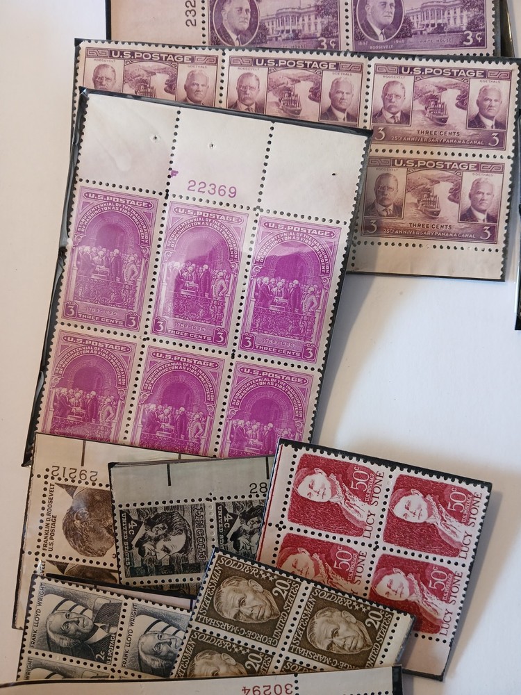 Large Lot Unused Us Postage Stamp Blocks