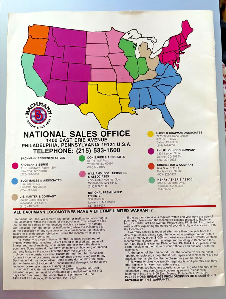 Vintage 1987 BACHMANN TRAINS and ACCESSORIES CATALOG