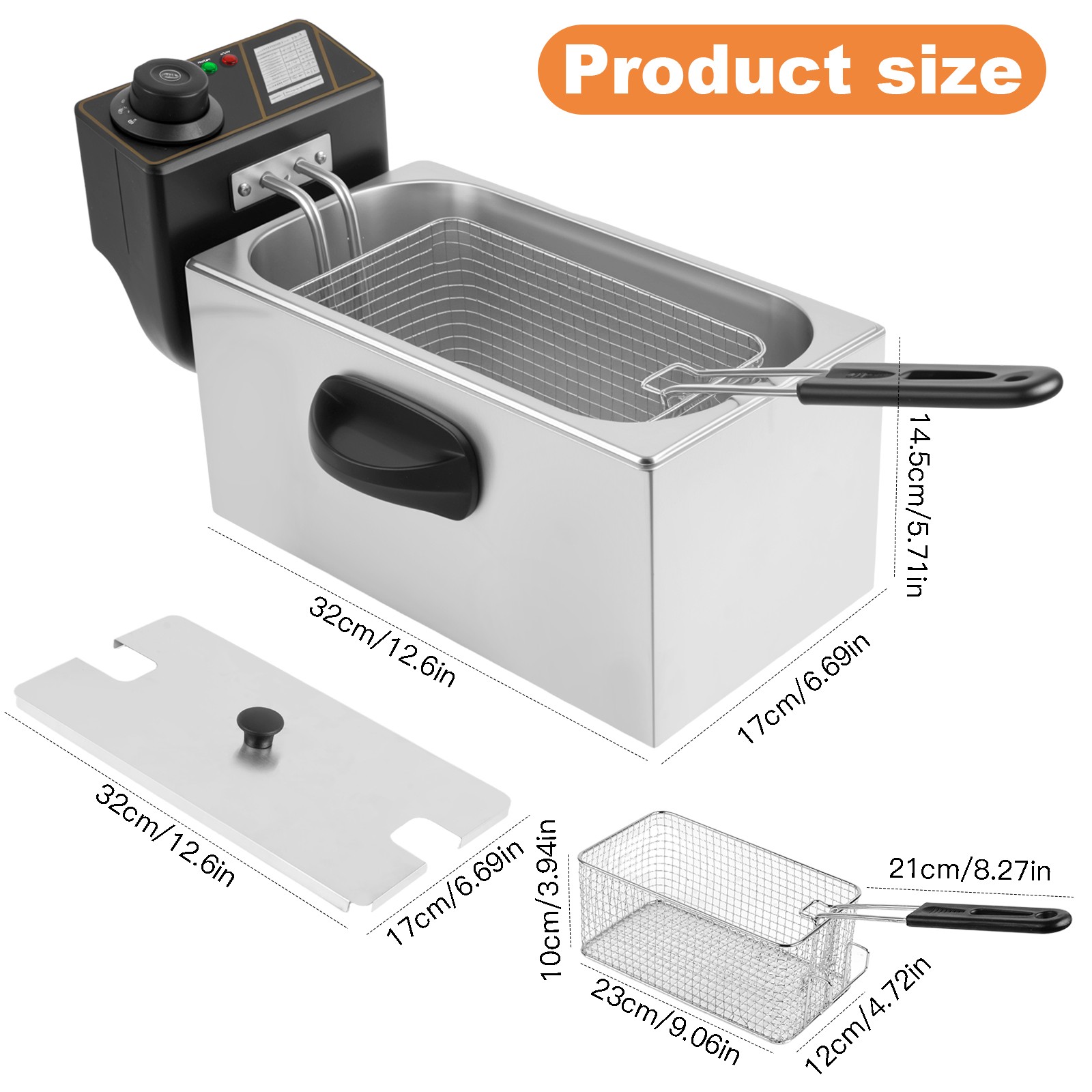 2500W 4 L Electric Deep Fryer Portable Dual Tank Basket Commercial Restaurant