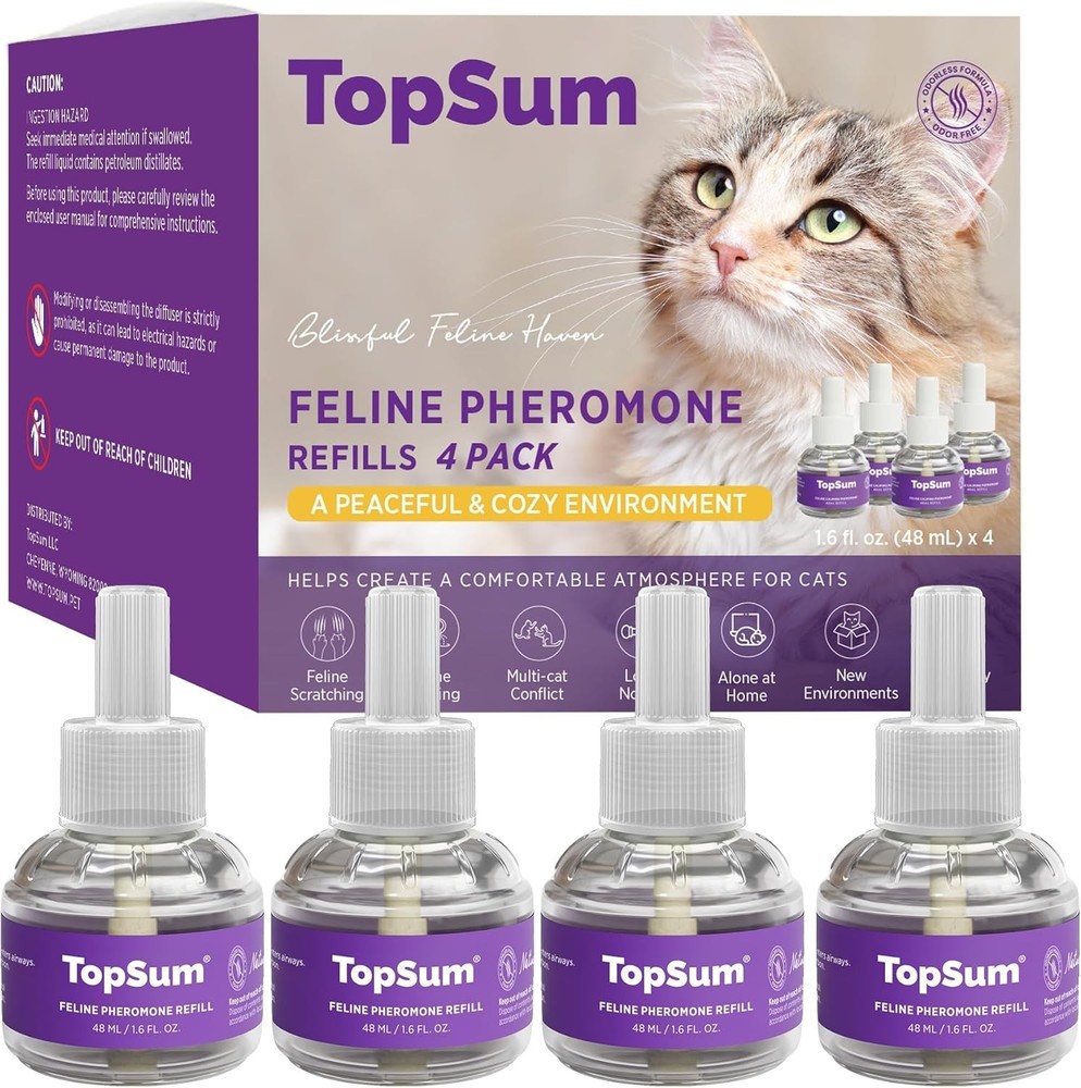 Feline Calming Pheromones Diffuser Set - Includes 3 Diffusers & 30-Day Refills