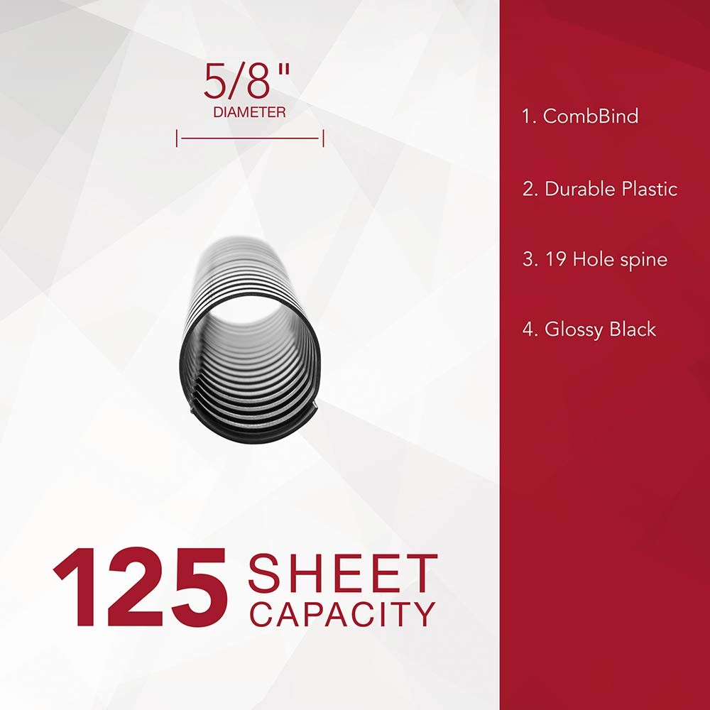 GBC Binding Spines/Spirals/Coils, 5/8 Diameter, 125 Sheet Capacity, CombBind...