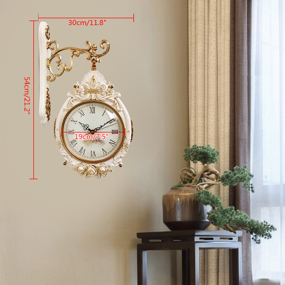 Double-Sided Wall Mounted Clock Accurate Pointer Clock Vintage Hanging Clock NEW