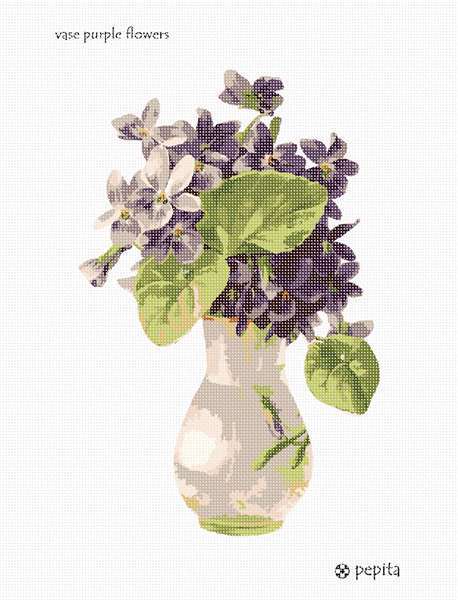 Vase Purple Flowers Needlepoint Kit or Canvas