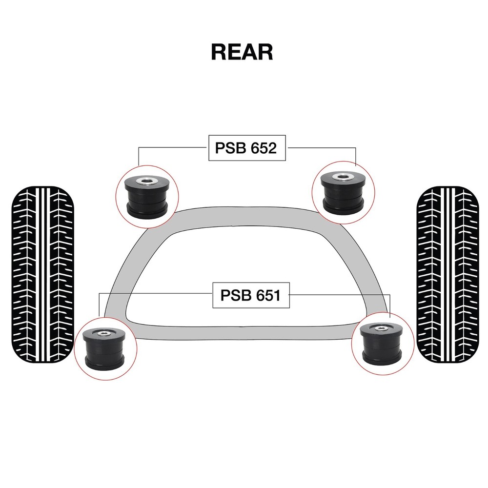 4 x BMW 3 Series E46 (99-06) Rear Sub Frame – Front & Rear PSB Poly Bushing Kit