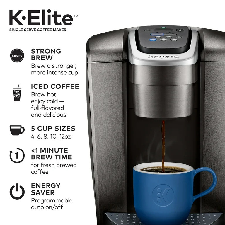 Keurig K Elite Single Serve Coffee Maker Temperature Control - Brushed Slate