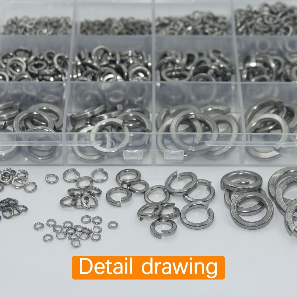 1100 Pcs Spring Lock Washers Assortment Kit Metric Split Spring Lock Washer New