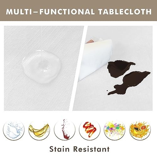 2 Pack White Rectangle Tablecloth 60x84" Waterproof Plastic Wipeable Cover