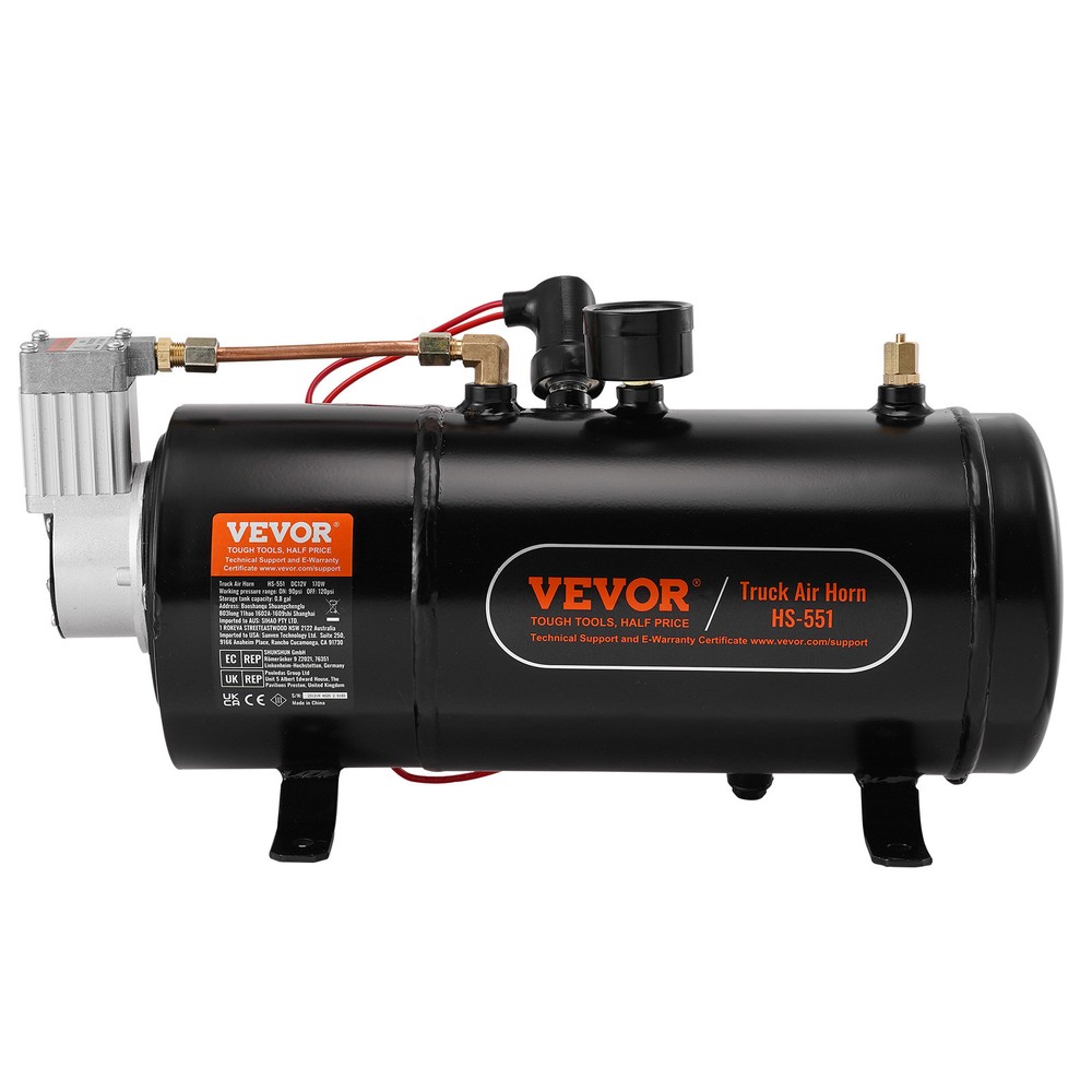 VEVOR 12V Air Compressor with 0.8 Gal/3L Tank Onboard Air Horn Compressor System