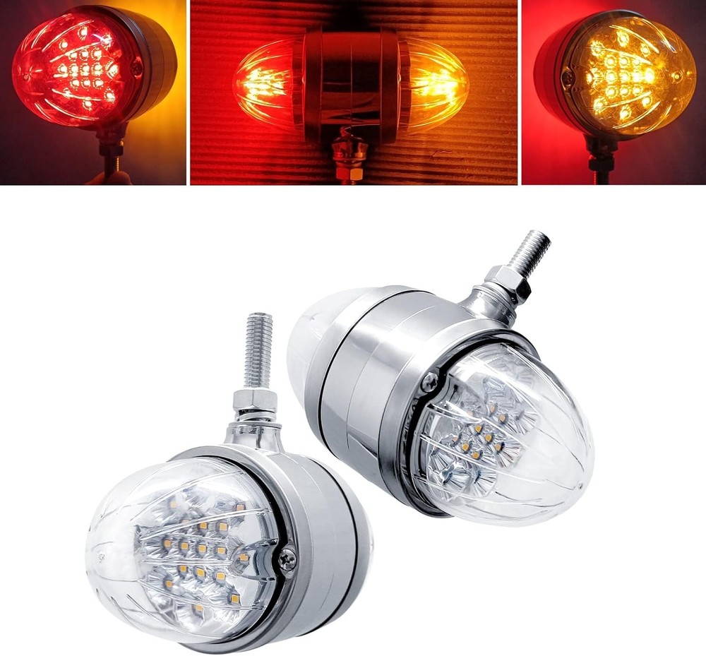 2PCS 17 LED Dual Function Watermelon Double Face Light Amber Red LED Clear Lens