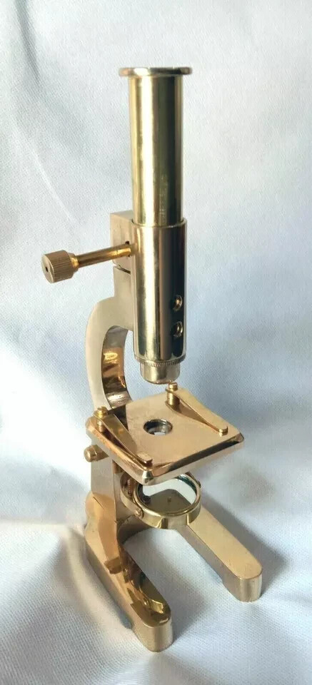 Antique Vintage Style Solid Brass Microscope Student Microscope 9" Decor Gift