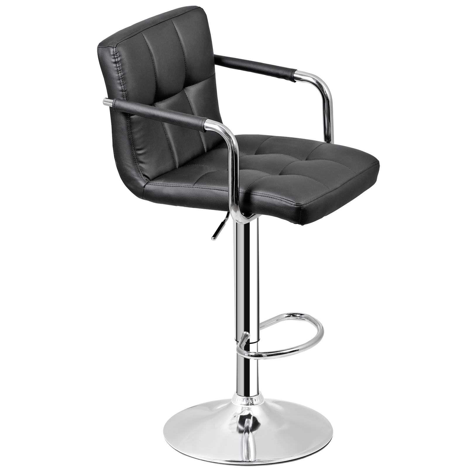 4PCS Adjustable Bar Stools PU Leather Modern Dinning Chair w/ Armrest & Backrest