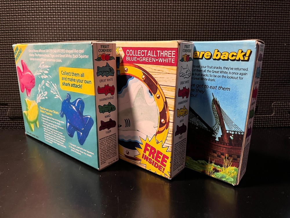 Shark Bites fruit snacks - 3 empty custom design display boxes