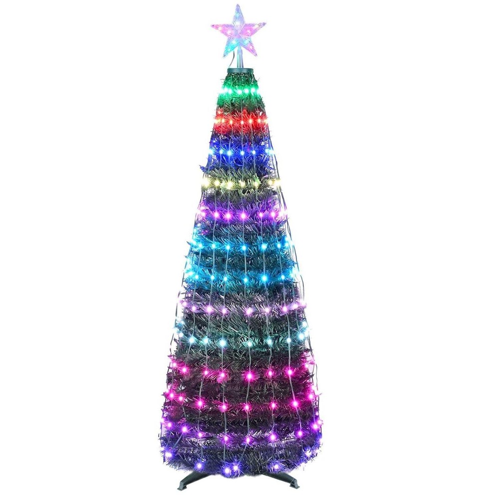 4.9FT 166Pcs LED Lights Collapsible Christmas Tree Light with Remote App Control