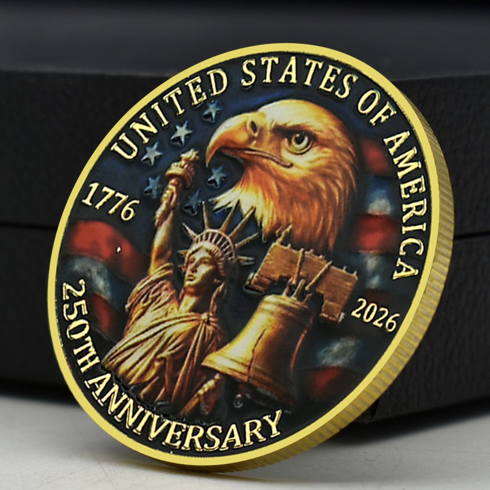 1776–2026 United States 250 Years of Freedom Coin Gold-Plated Anniversary Medal
