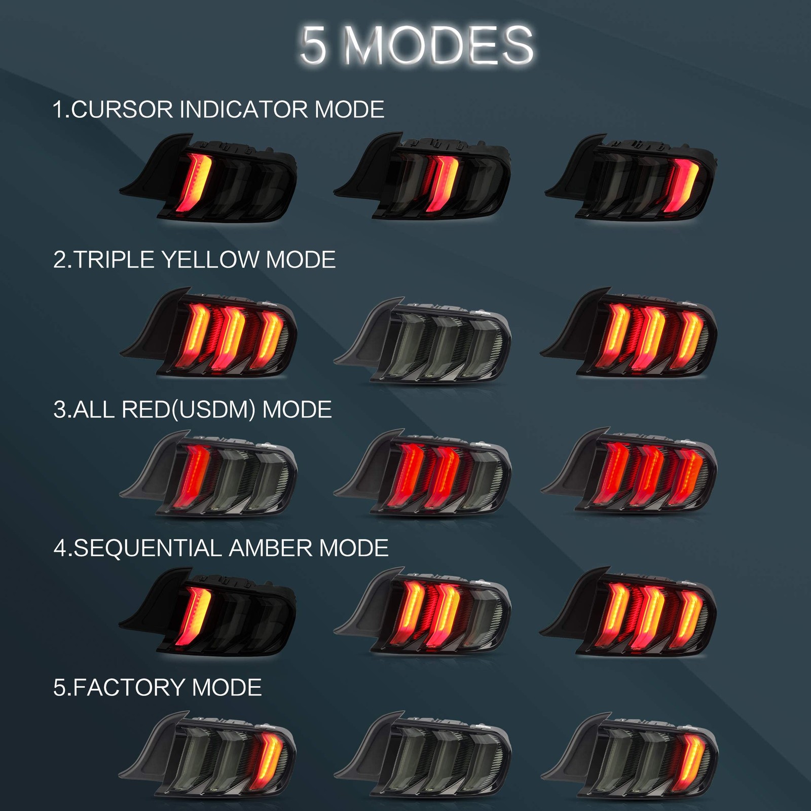 Tail lights Assembly Fit for 2015-2020 Ford Mustang 6th Gen Plug-and-play