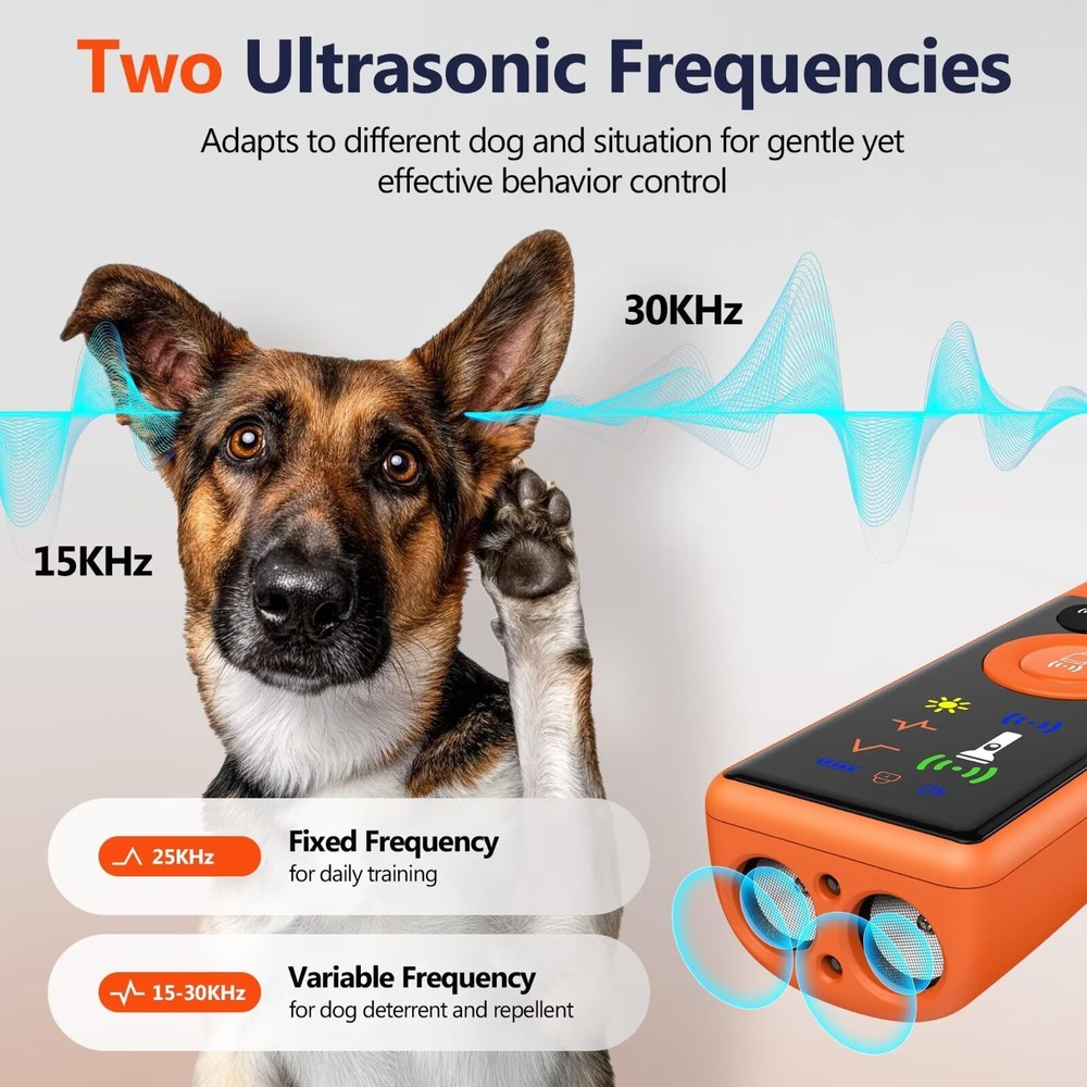 Ultrasonic Dog Bark Control Device with LED Screen, 3 Modes, 35ft Range