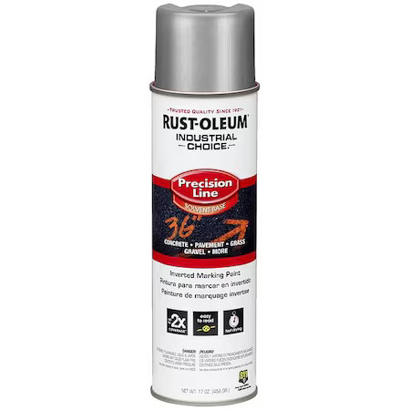 Rust-Oleum 239007 Precision Line Marking Paint, 16 Oz, Silver, Solvent -Based