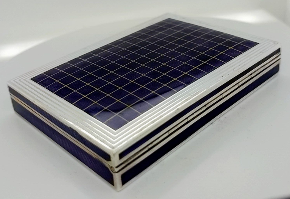 Purple Chequered Silver Cigarette Case