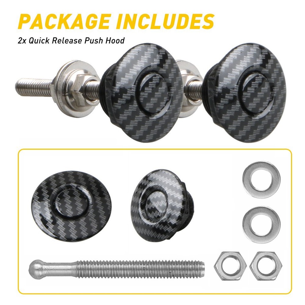 2PC Push Button Quick Release Hood Pins Bonnet Lock Clip Latch Bumper Universal