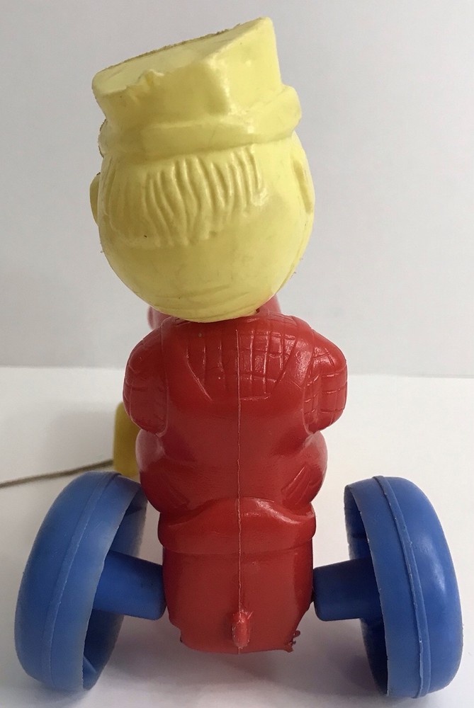 Empire Tractor & Farmer Bobble Head Pull Toy Blow Mold Original Pull String READ