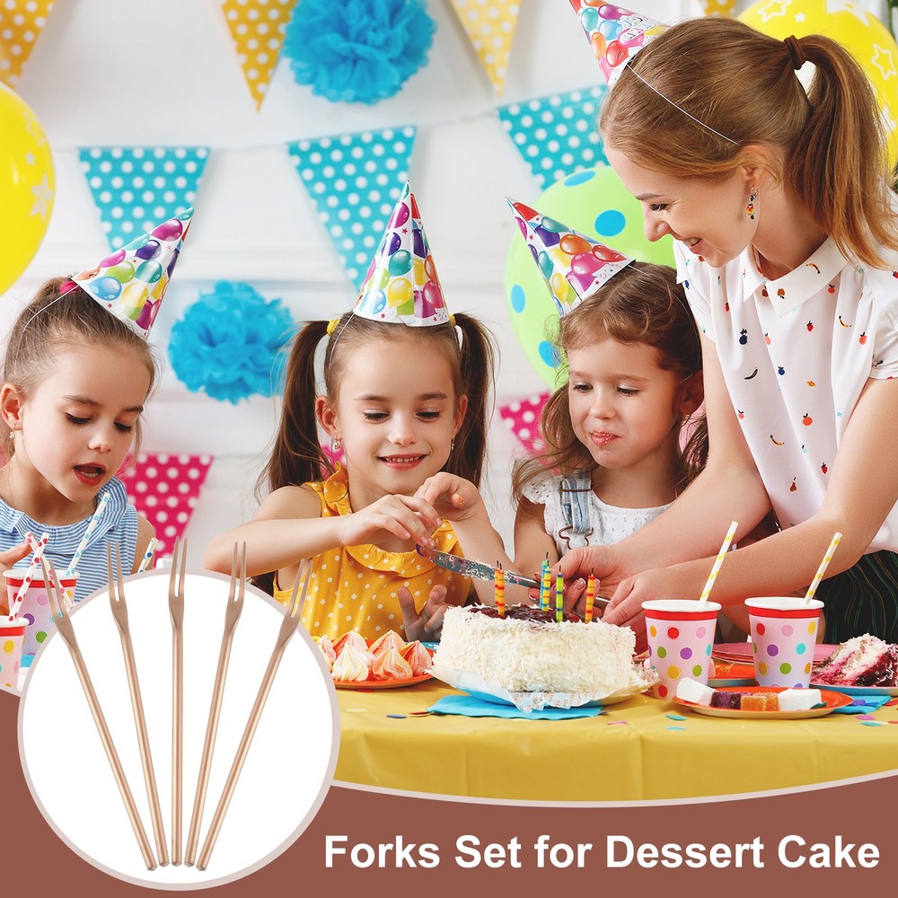 4 Pcs Pickle Fork, 6.3 Inch Olive Fork Long Handle Rose Gold