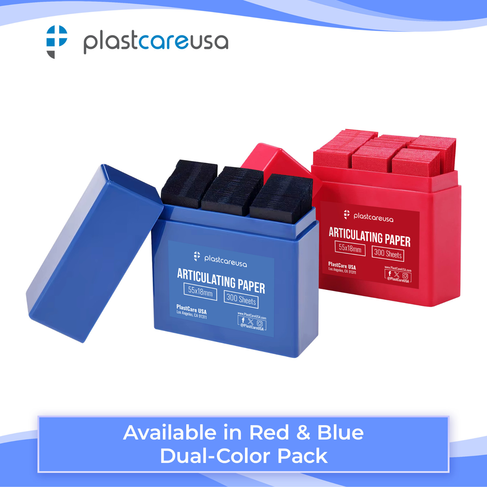Dental Articulating Paper Strips Refill 100 microns 55×18 mm 300/Box Red Blue