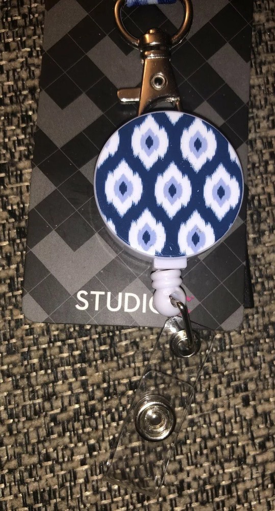 Studio C Patterned Ribbon ID Lanyard with Attached Retractable Badge Reel