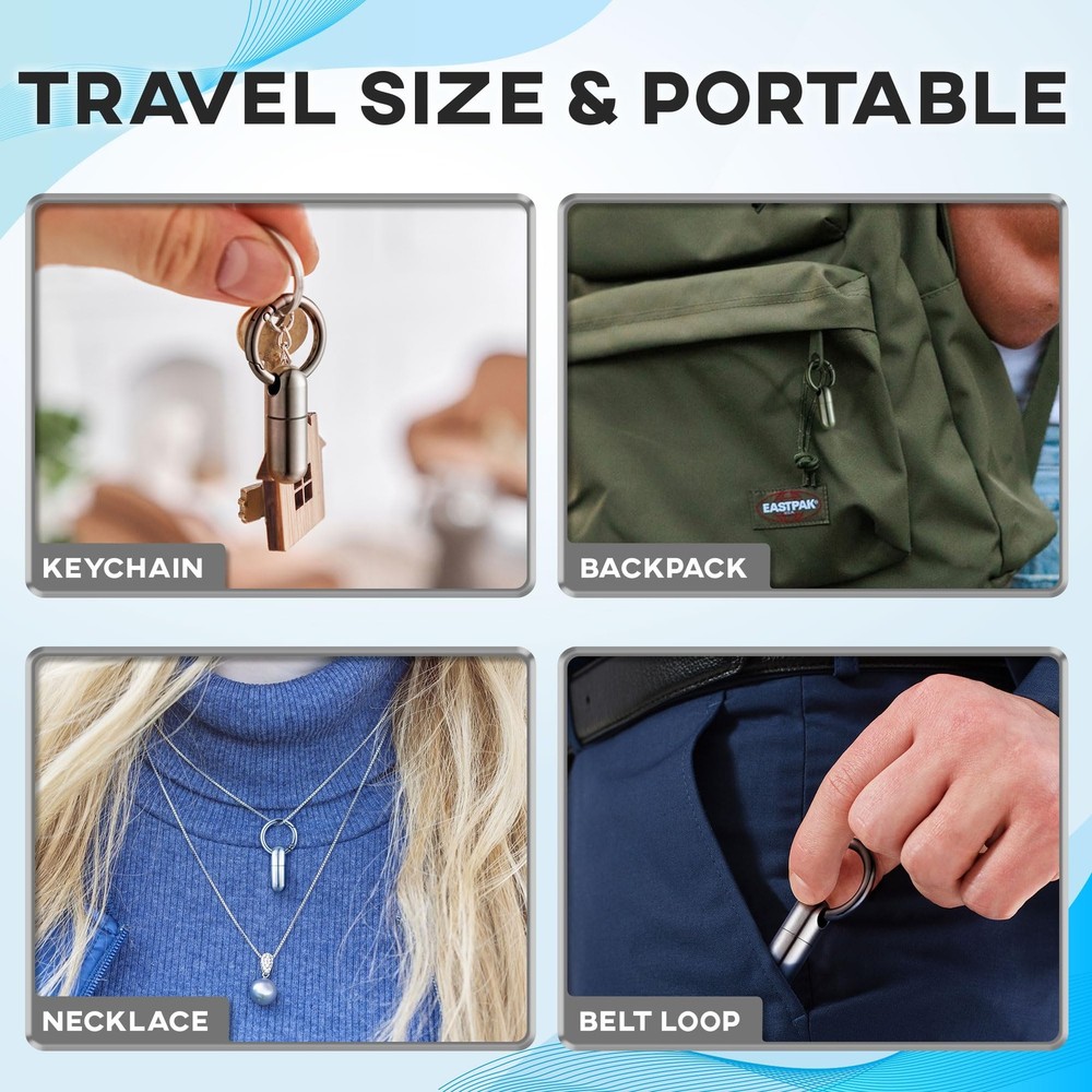 Titanium Keychain Pill Holder, Small Waterproof Pill Case Container W/Convenient