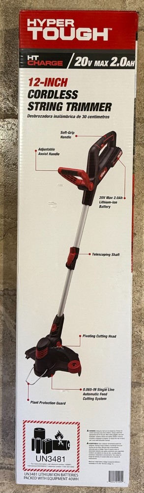 Hyper Tough 20V Max 12" Cordless String Trimmer With Battery & Charger