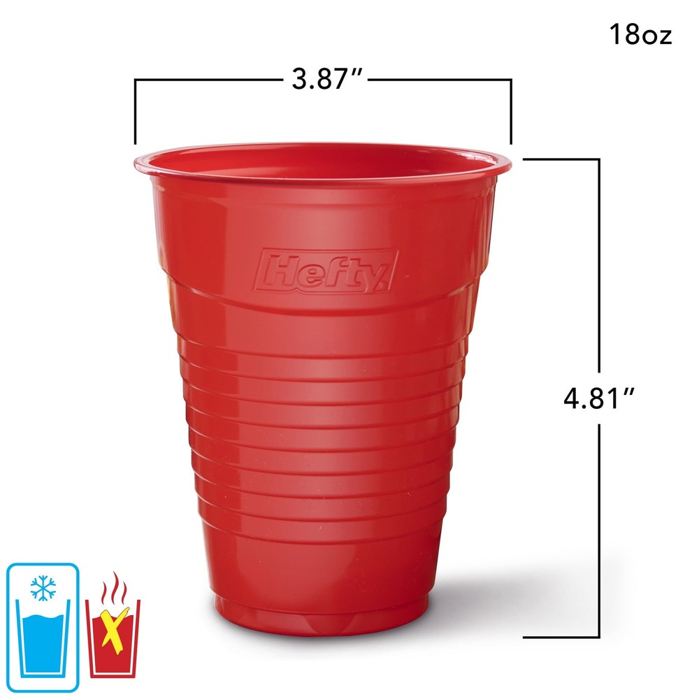 (3 pack) Hefty ECOSAVE Compostable Party Cups, Red, 18 oz., 16 Count