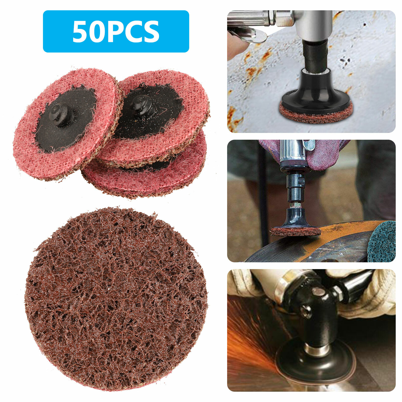 50x 2 inch Medium Surface Conditioning Discs Roll Lock Die Grinder Sanding Pads