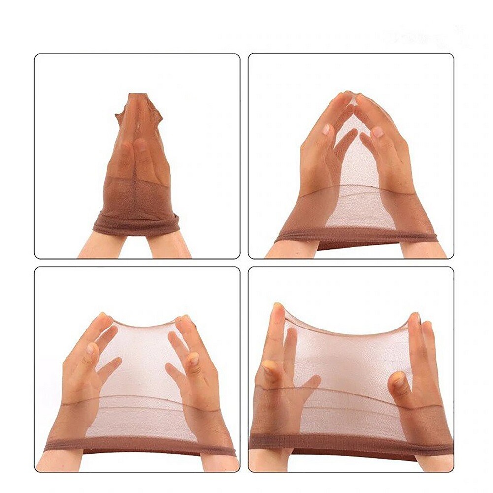 2pcs Deluxe Nylon Stocking Stretchy Wig Caps Light Coffee,Nude,Black, Beige