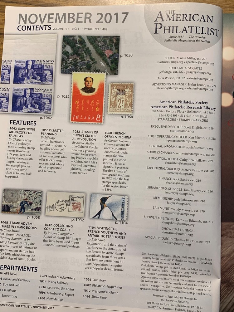 American Philatelist Magazine 2017, November